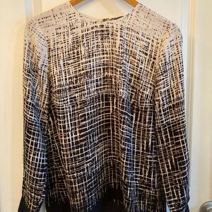 Vince Camuto Gold, White and Black Dressy Blouse Sz S